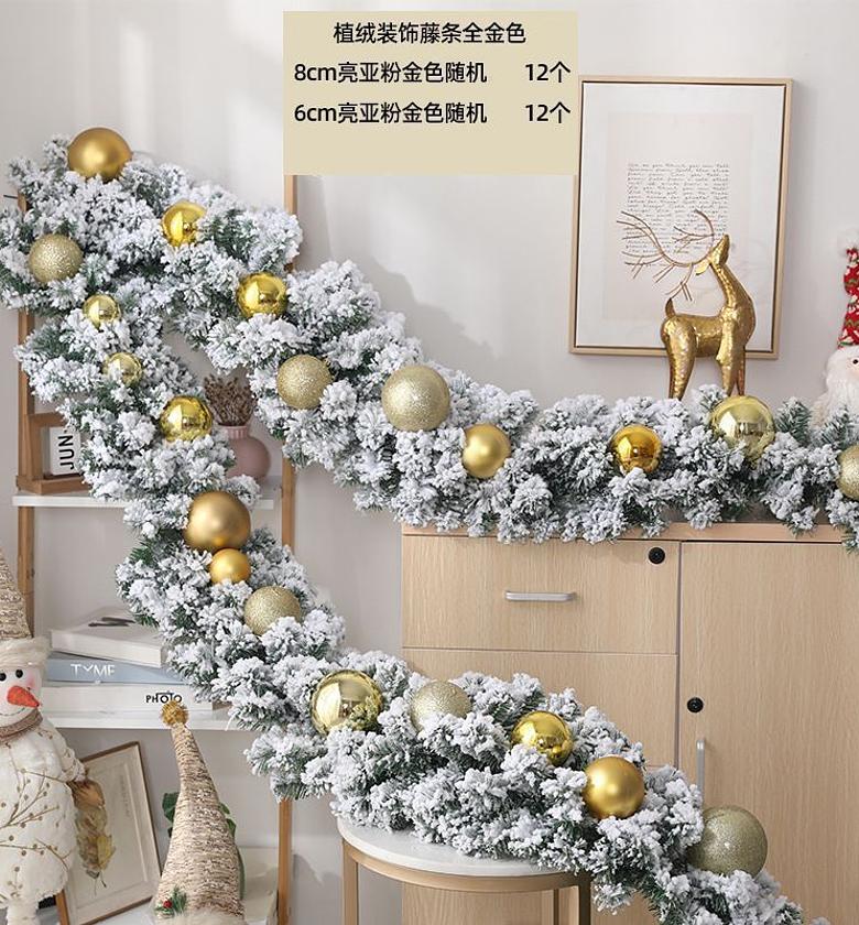 2.7M Luxury Gold Snow Flocked Christmas Garland image