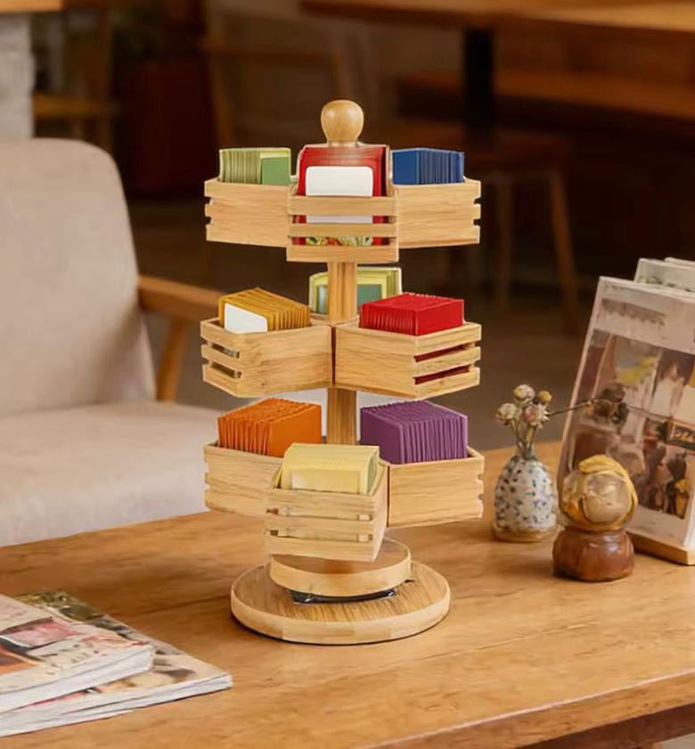 3-Layer Rotating Bamboo Tea Bag Organizer image