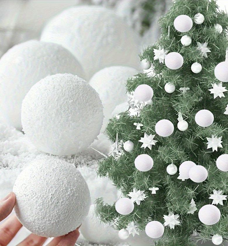 6PCS Snowy White Christmas Tree Ornaments Balls Decoration image