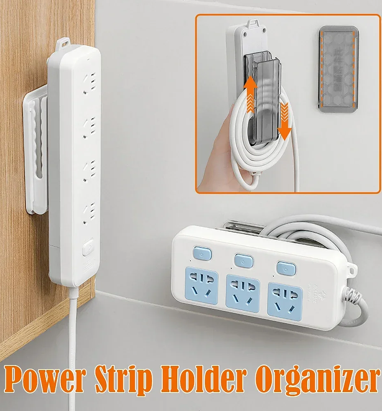 Wall Mounted Extension Holder and Cable Organizer Strip image