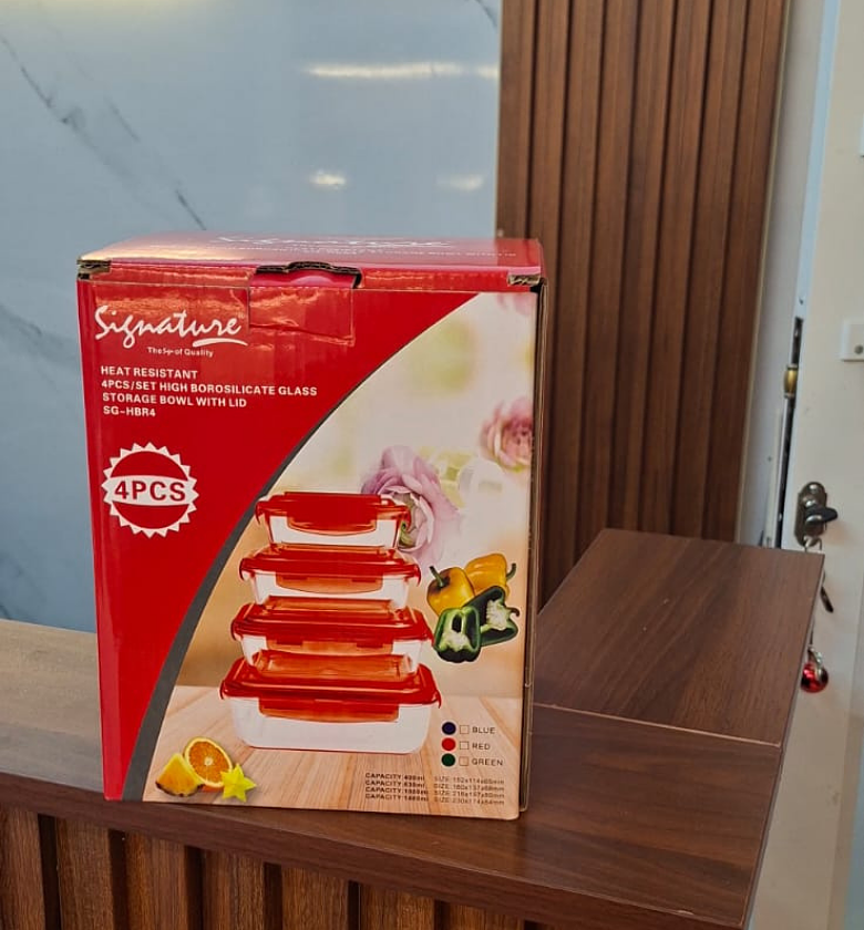 4-Piece Signature High Borosilicate Glass Food Storage Container Set image