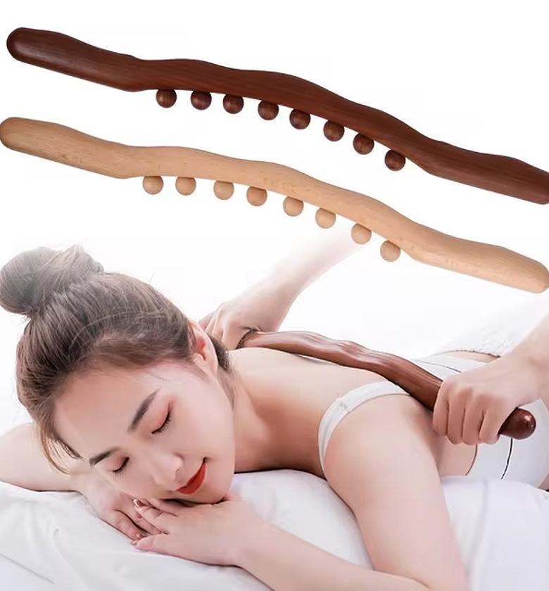 Wooden Guasha Massage Stick Roller for Full Body Deep Tissue Therapy, 8-Point Muscle Relief Tool for Neck and Back Pain image