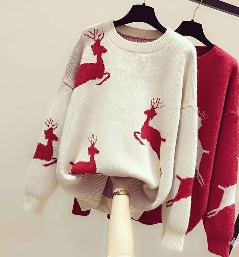 Nordic Holiday Reindeer Knit Sweater image