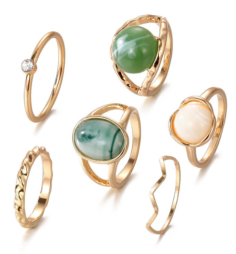 Geometric Gemstone Ring Set image