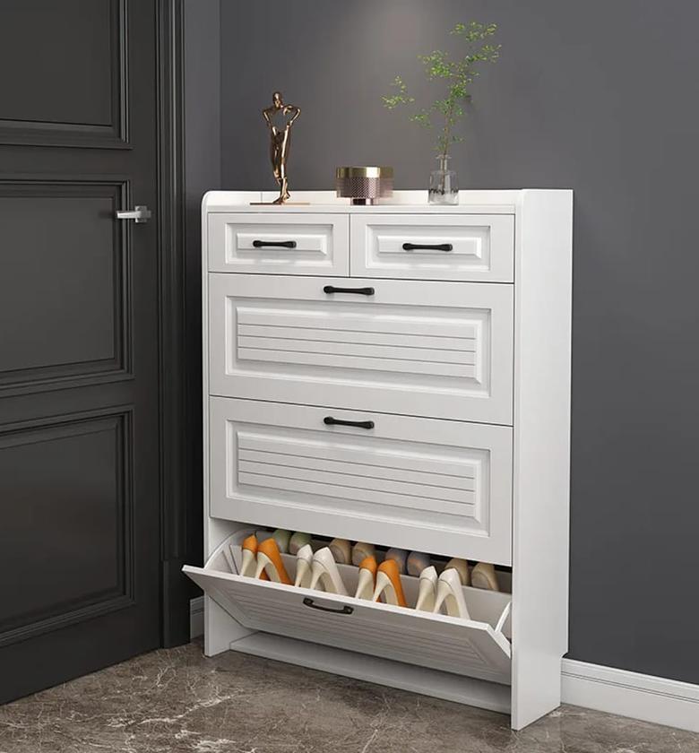 Slim-Profile Double-Layer Shoe Cabinet image