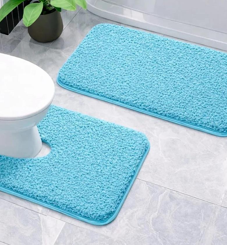 2pcs Ultra-Soft Plush Bath Mat Set image