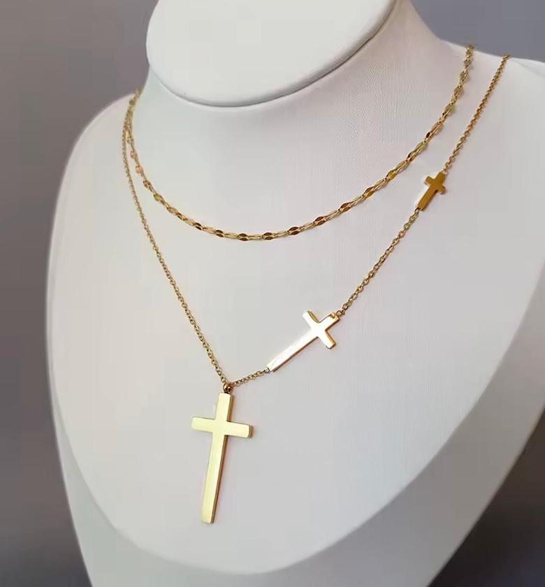 Divine Grace Double Cross Necklace image