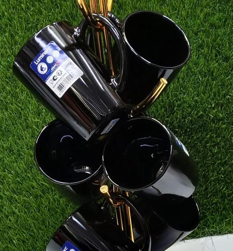 Teacups. Luminarc 6 pc plain white mugs image