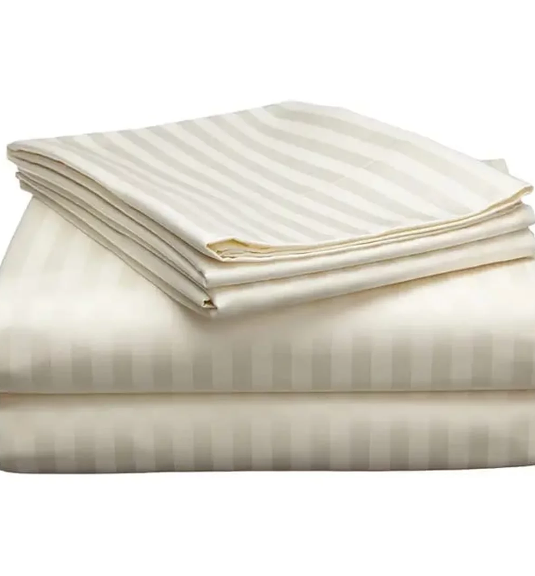 Luxury Cotton Striped Bedsheet Set (Fits 7x8 to 8x8 Beds) image