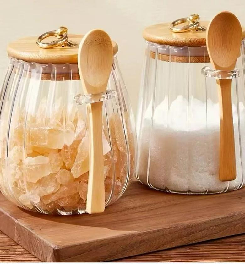Glass Storage Jar with bamboo Lid/Spoons image