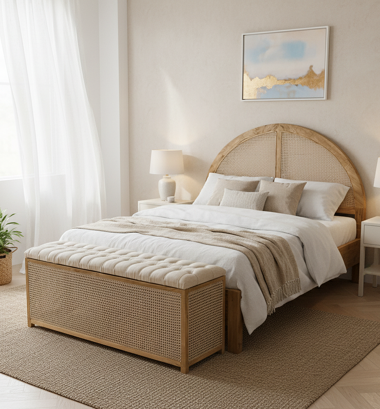 Arched Rattan Panel Bed image