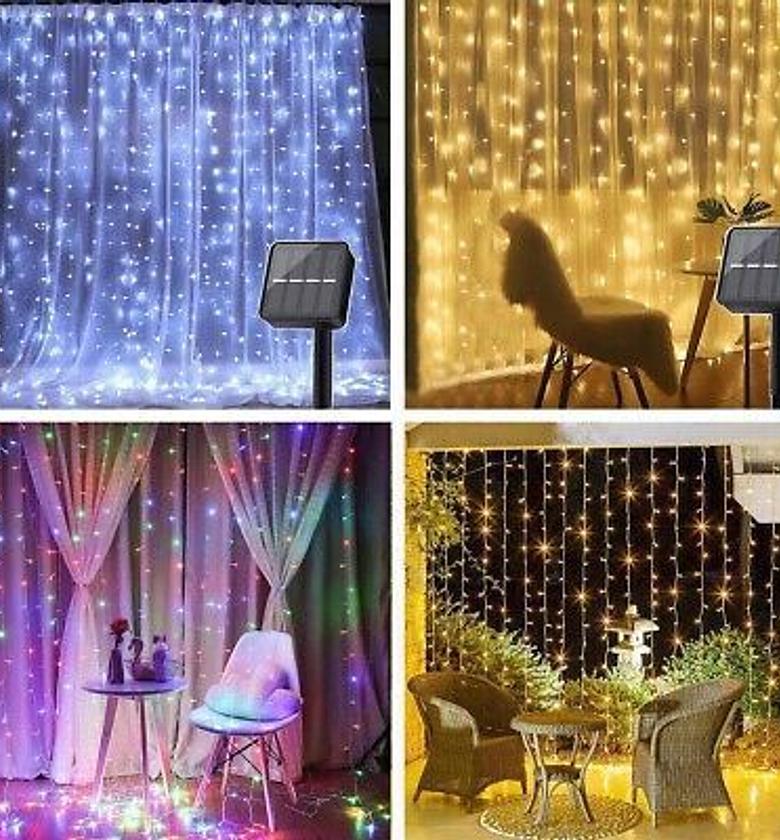 Solar Cascade Fairy Curtain String Lights image