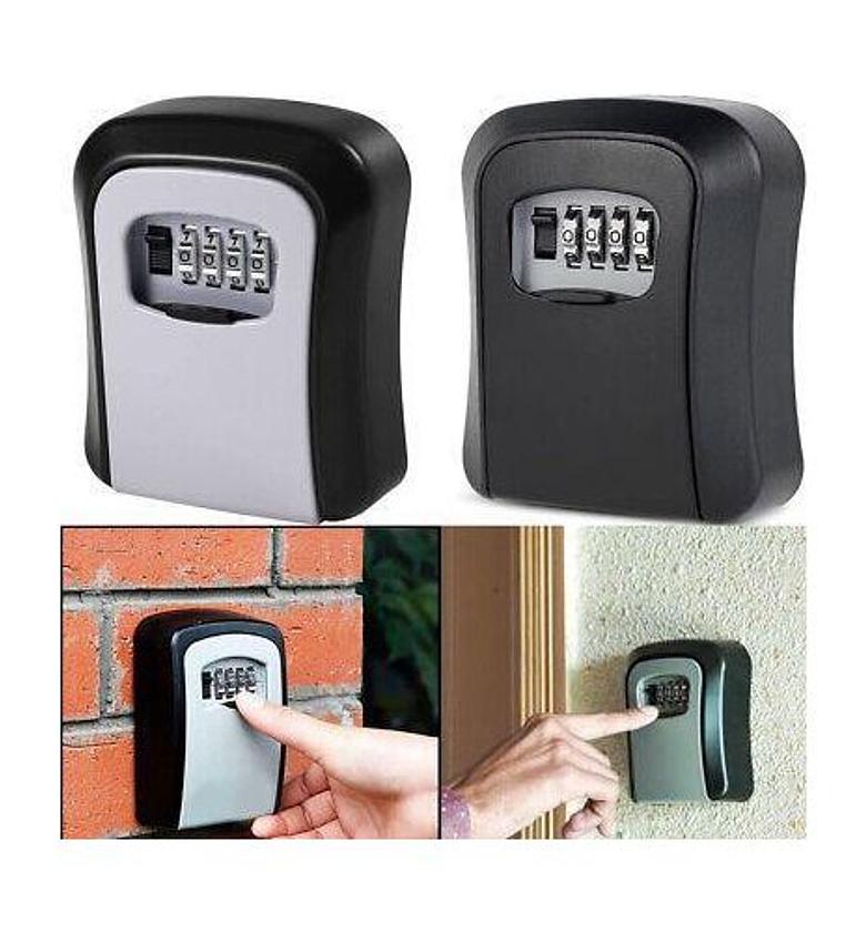 Box Key Lock. Wall-Mounted Key Safe with a 4-Digit Combination Lock. Airbnb key lock box image