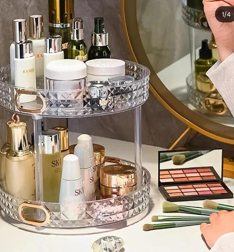 2 tierDiamond acrylic rotating cosmetic organizer image