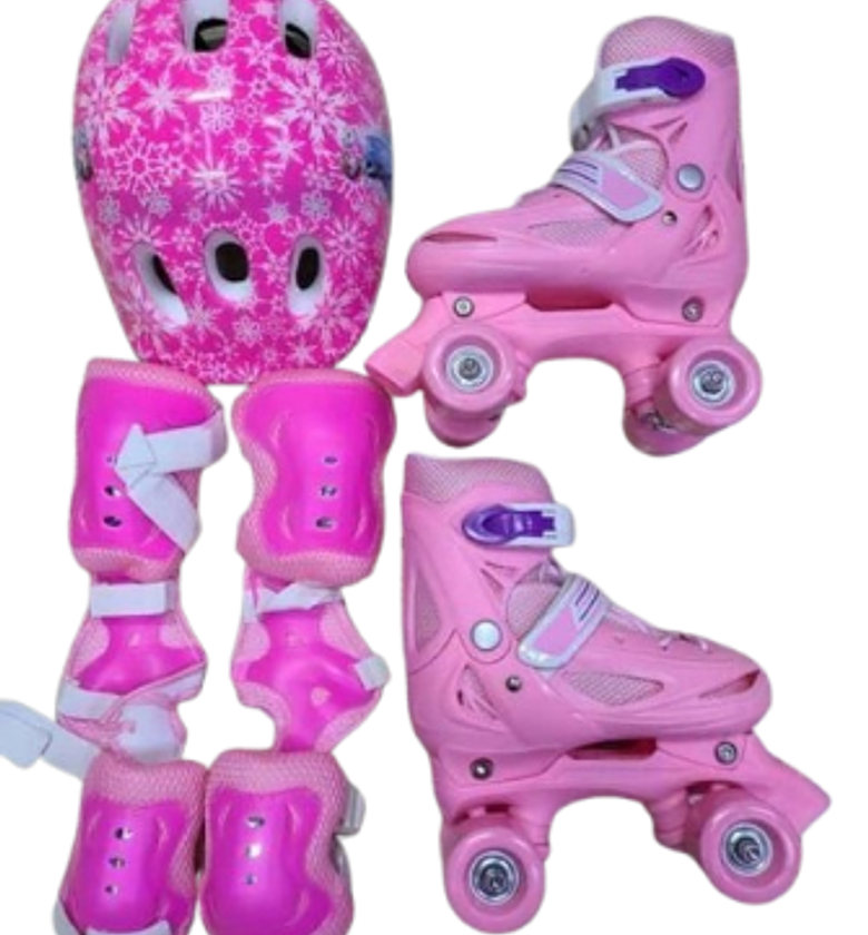 SKATE SHOES. Skates 4 Wheel Full Set Full With protective gear: helmet, elbow pads, knee pads, wrist guards size 26 to 38 image