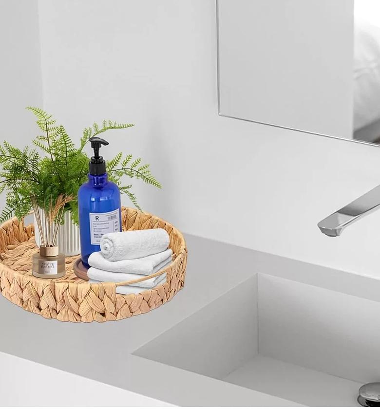 3Pcs Decorative Handmade Wicker Tray image