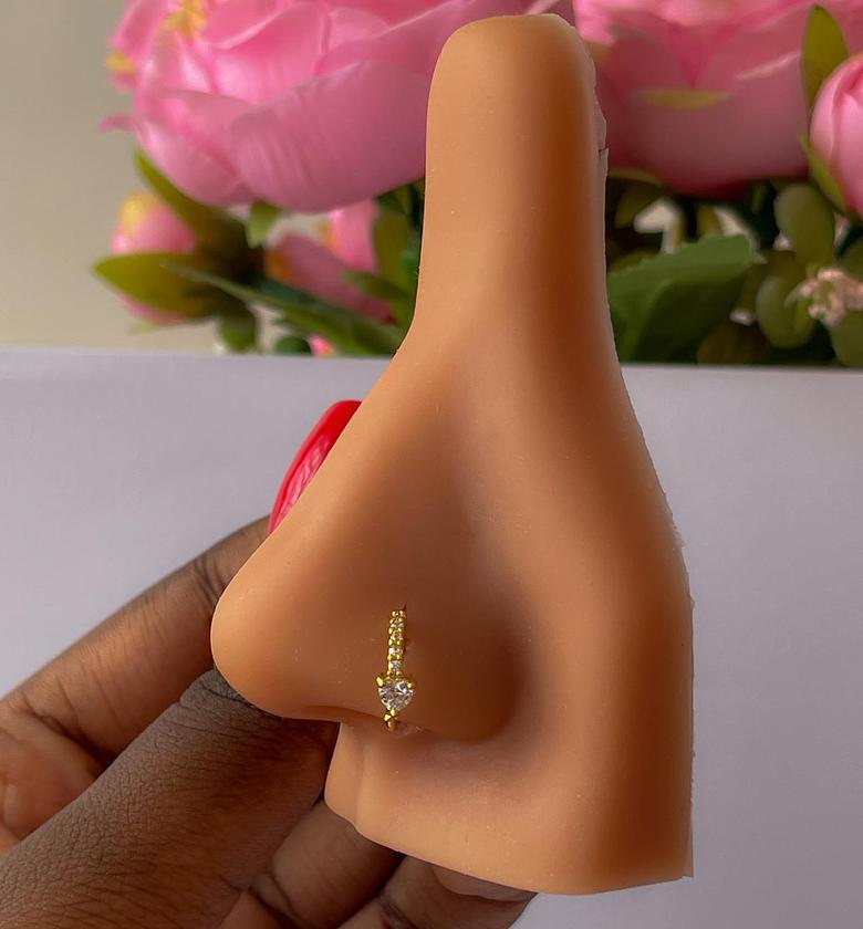 Golden Heart Charm Nose Hoop image