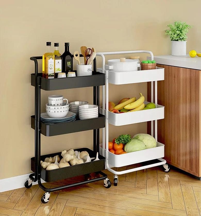 Multi-functional movable trolley storage rack image