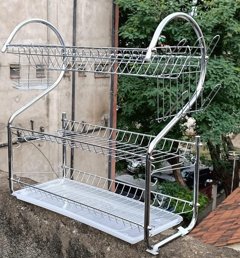 DISH RACK. 3 layer /Tier Dishrack - STAINLESS STEEL- Quality image