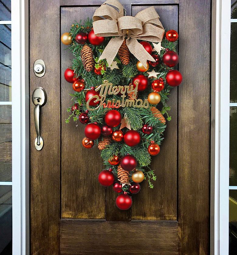Christmas Red wreath front door hanging  image