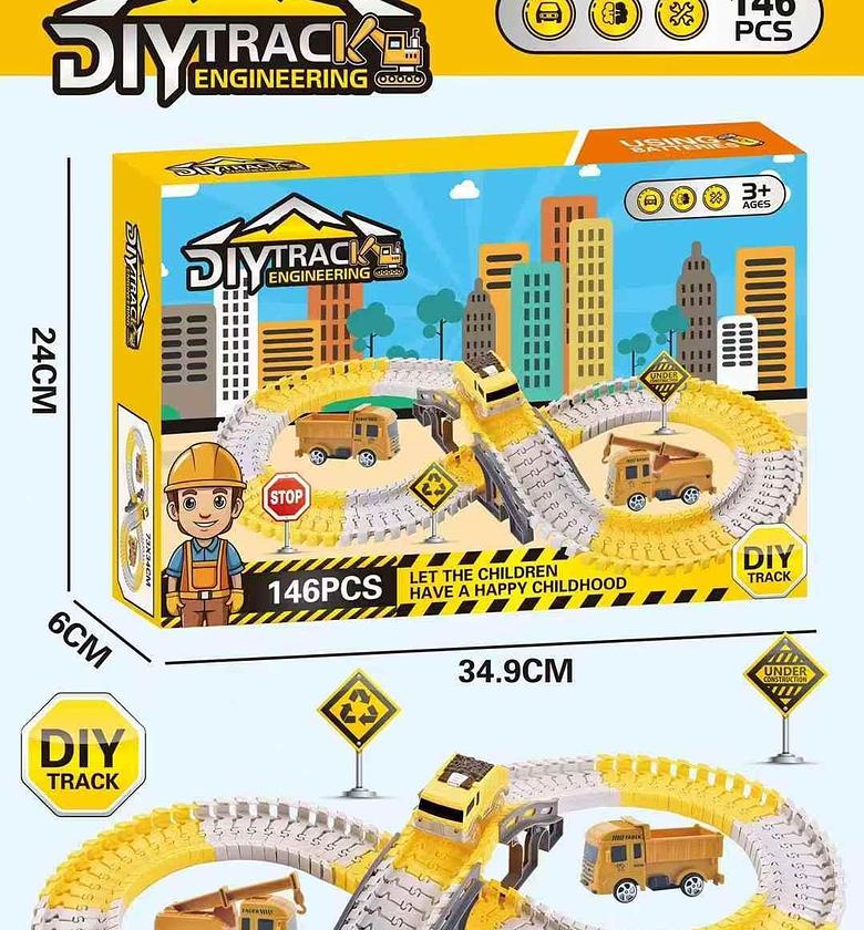 DIY Track Engineering Construction Vehicle Playset Construction Race Tracks for Kids Boys Girls. PLEASE WATCH THE VIDEO BELOW image