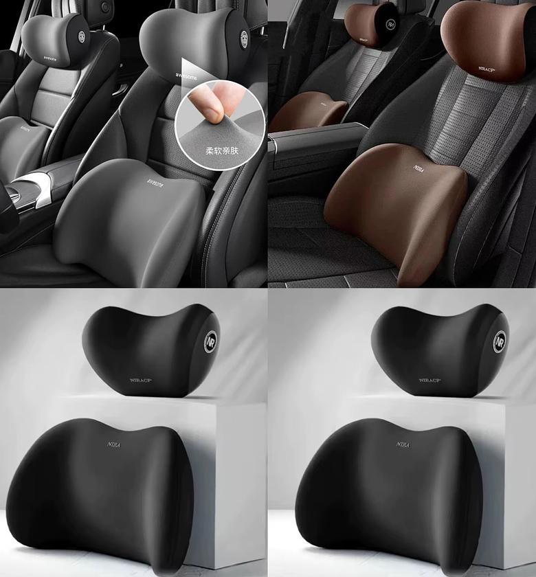 2 Pc Memory Foam Car Headrest Back Lumbar Support image