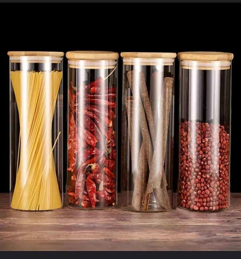 2l Airtight Glass Food Storage Jars With Wooden Lids image