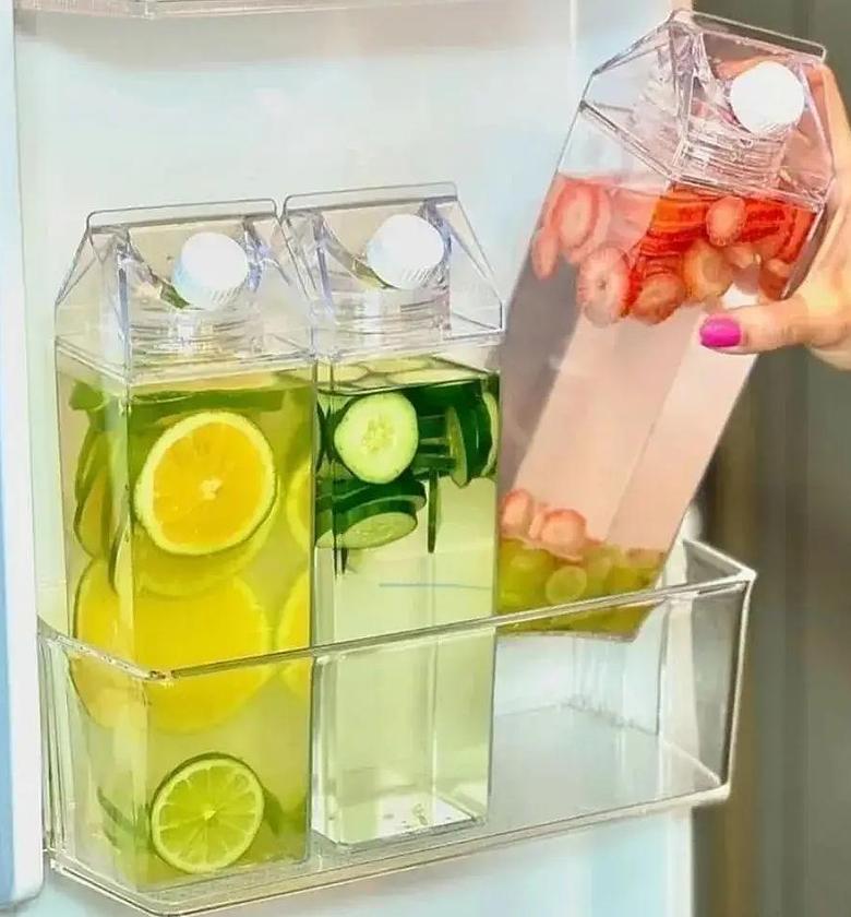 Acrylic milk/ beverage fridge bottle 1 litre  image