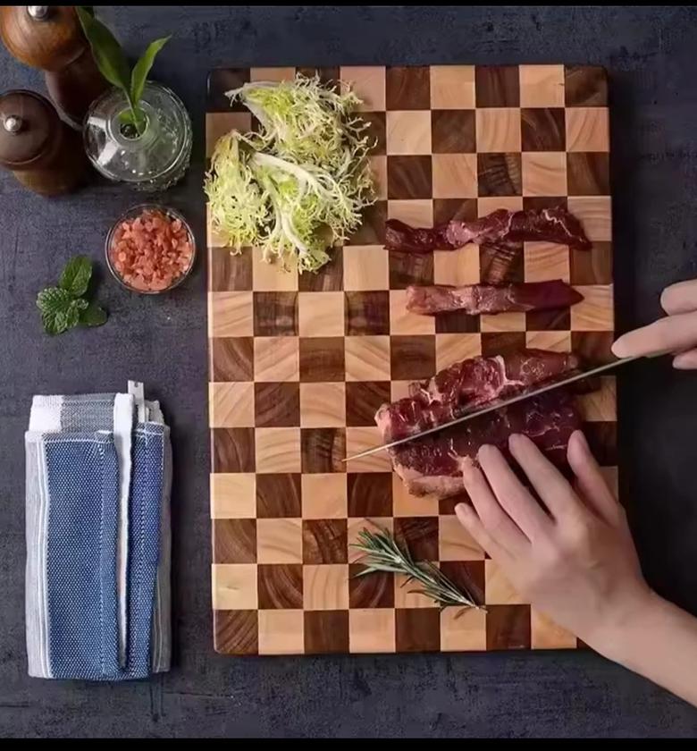 Premium Thickened Acacia Wood Checkerboard Cutting and Serving Board image
