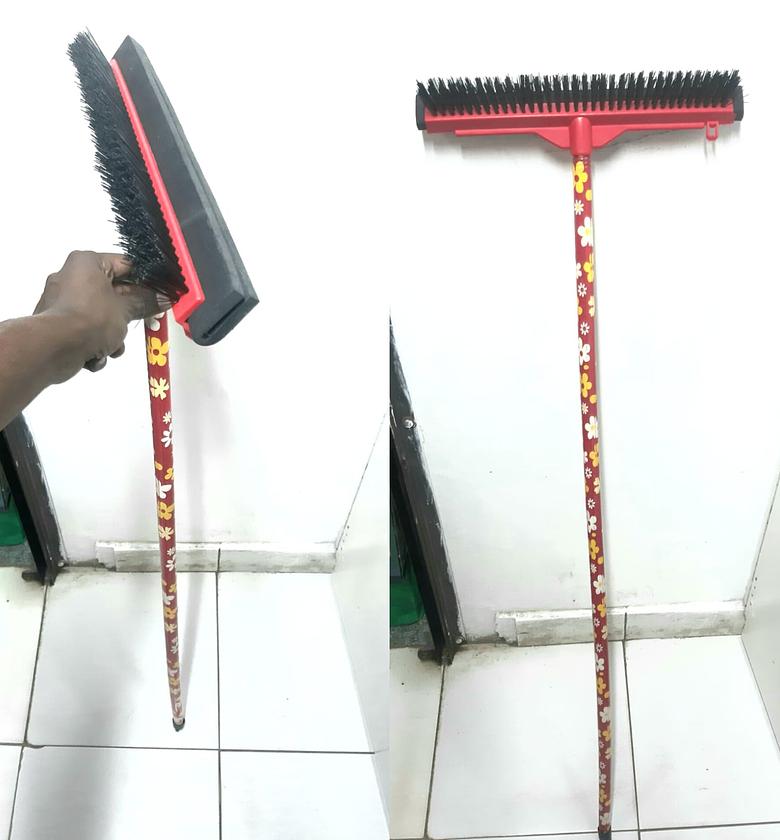 2 in 1 Long Handle Bristle Scraper Brush With Squeegee image