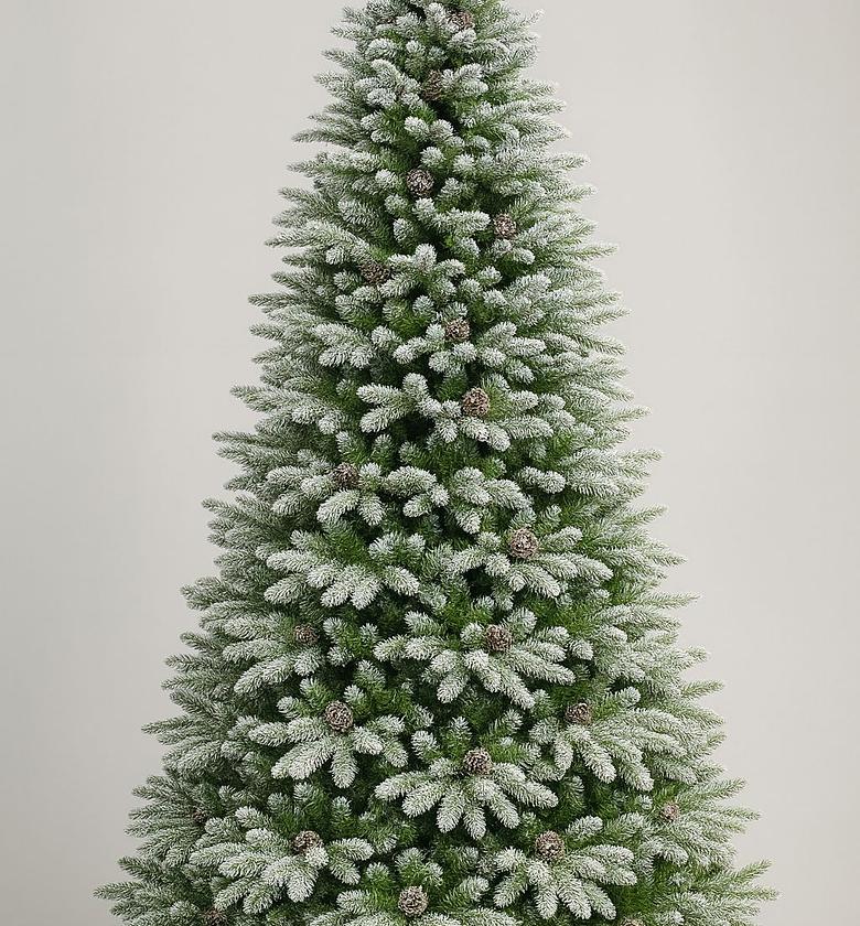 Premium Pine Snow Flocked Christmas Tree with Cones image