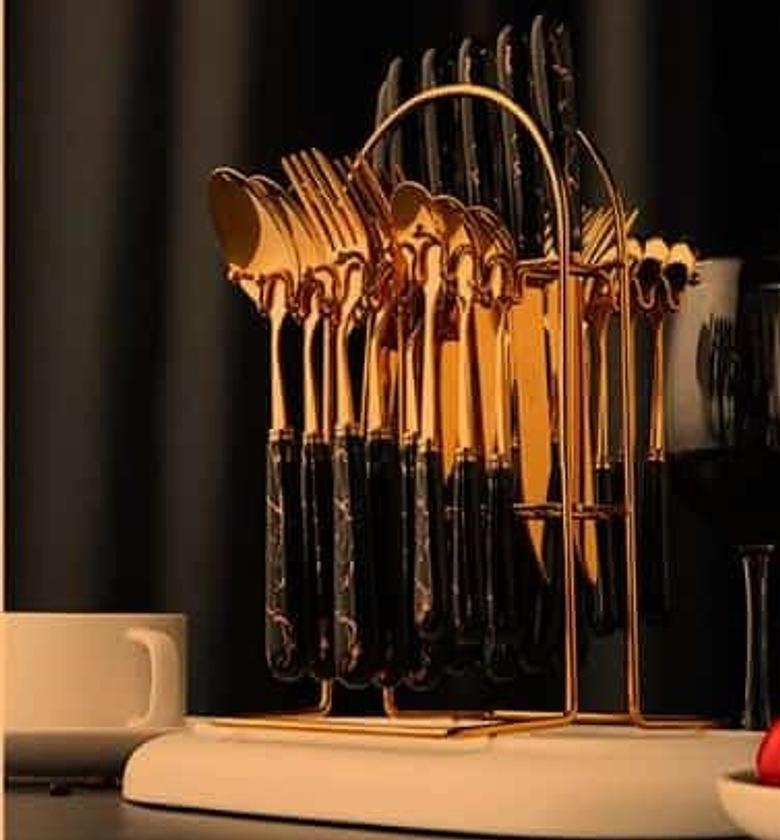 24 Pc Cutlery Spoon Gold  image