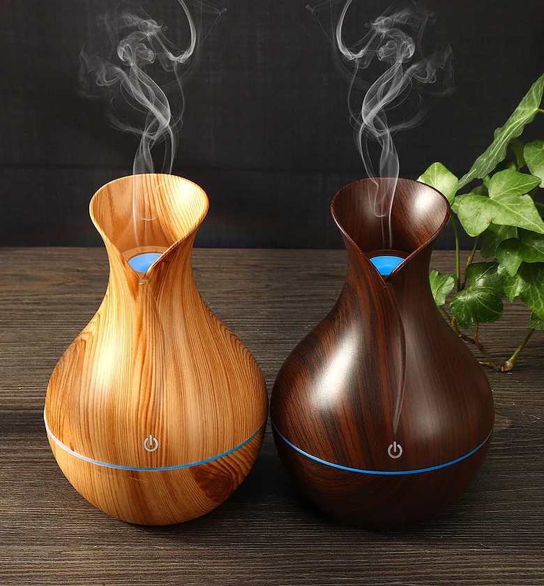 130ml Ultrasonic Wood Grain Essential Oil Diffuser & Humidifier with 7-Color LED Light - Portable Aroma Mist Maker for Home & Office image