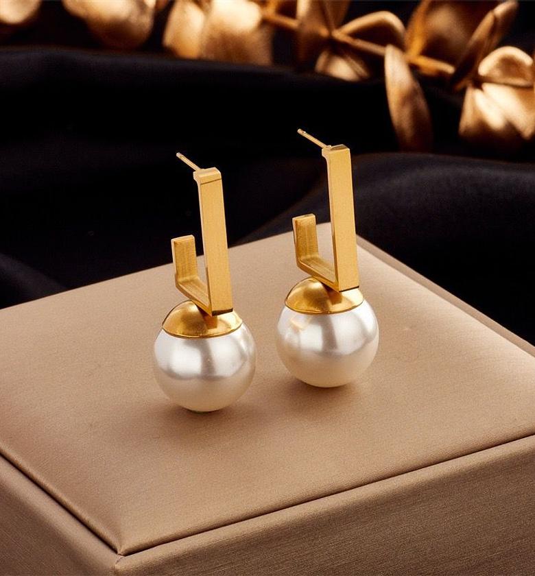 Architectural Pearl Drop Earrings. image