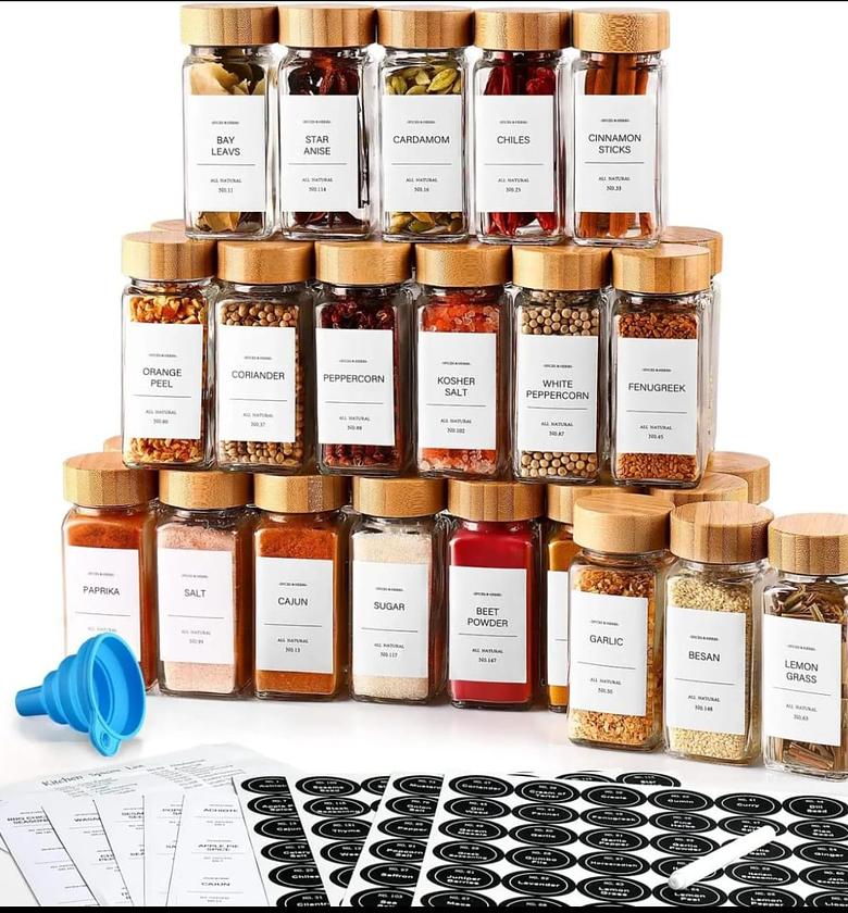 AuraStack 12-Piece Bamboo Spice Jar Set image