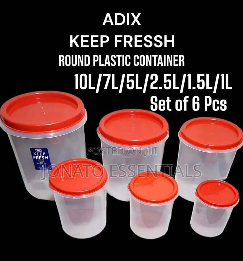 6 Piece Adix Round Plastic Storage Containers Set image
