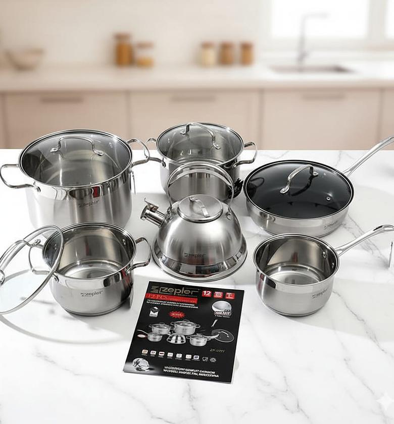12pc Zepter stainless steel cookware image