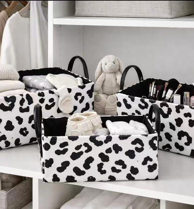 3-Piece Animal Print Storage Basket Set with Handles image