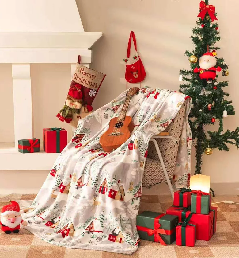 Double-Sided Christmas Sherpa Fleece Throw Blanket (200x230cm) image