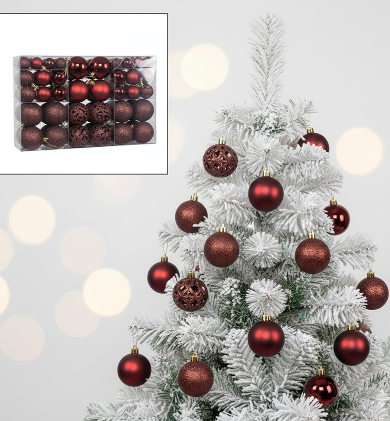 100 Pcs Premium Red Christmas Balls Tree Decorations Kit Kenya image