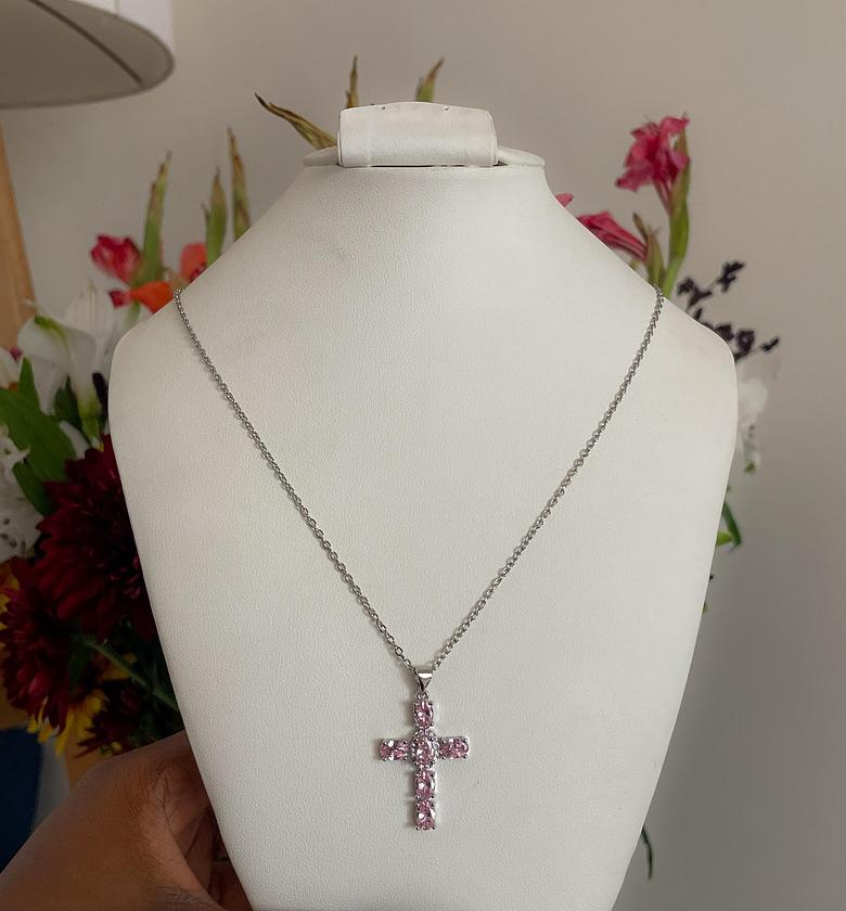  Rose Quartz Radiance Cross Necklace image