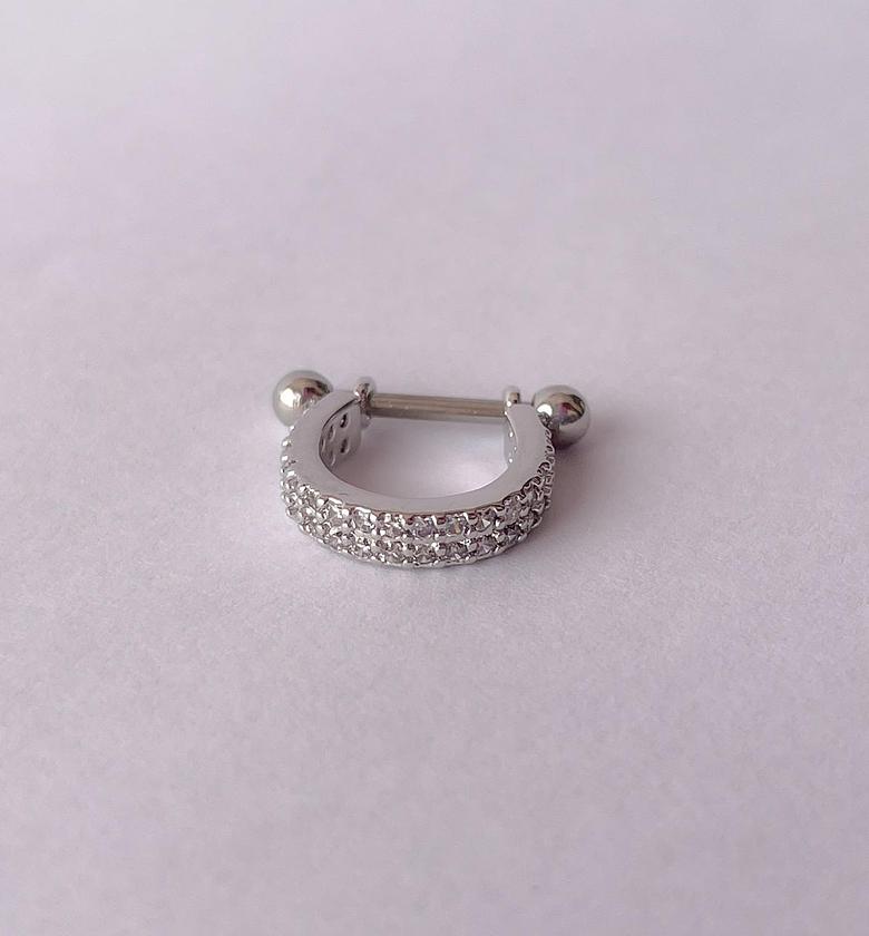 Dazzling Duo-Row Pave Cartilage Barbell image