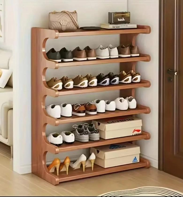 6 Layer Bamboo shoe rack image