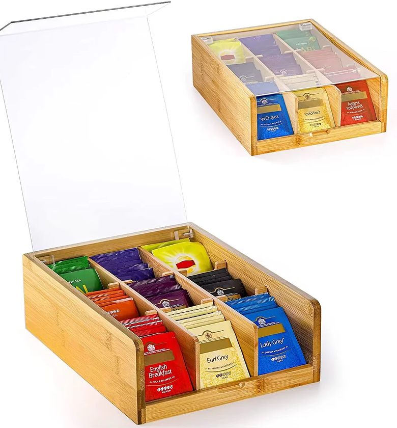Natural Bamboo 6-Slot Tea Bag Organizer image