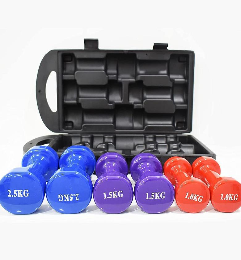 Dumbbell Set With Carrying Case – 2.5KG, 1.5KG 1.0KG Pairs image