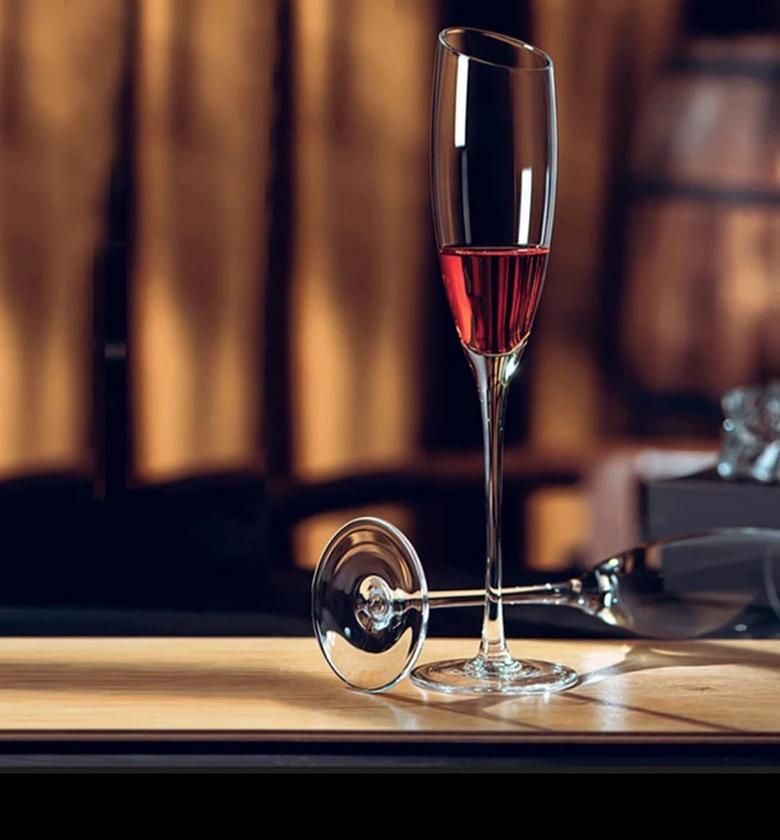 Crystal Champagne Flutes with Slanted Rim – Set of 6 image