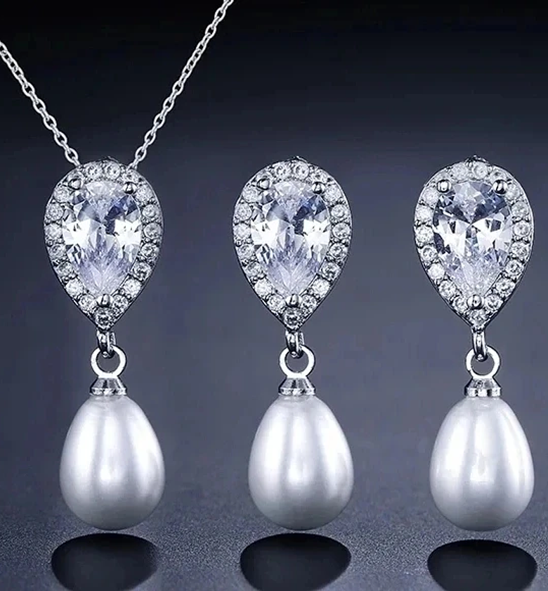 Cubic Zirconia Imitation Pearl Set image
