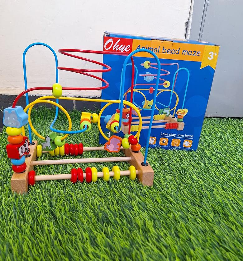 Wooden Animal Bead Maze, Animal-Themed Roller Coaster Bead Maze. image