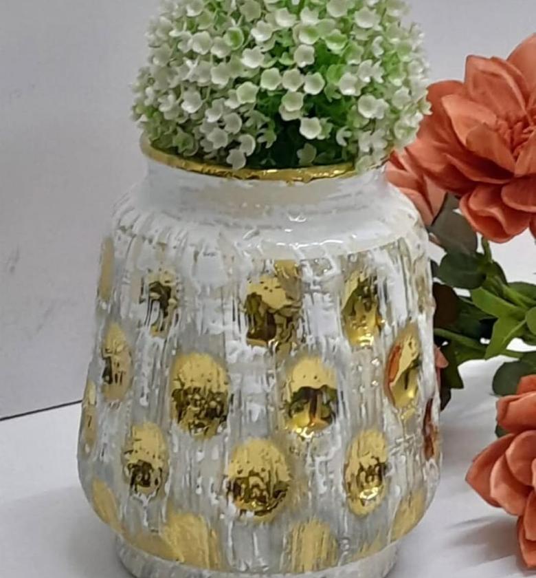 Ceramic Vase Golden Stripes image