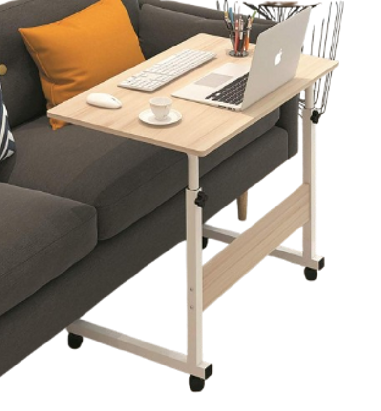 Laptop Stand. Adjustable Mobile Laptop Desk or an Overbed/Couch Side Table with Wheels.  image